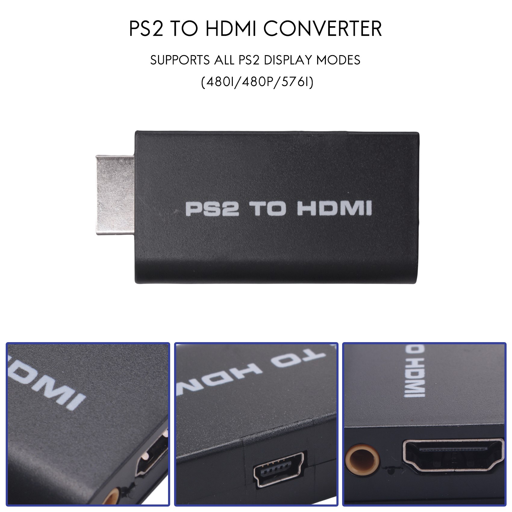 HDV-G300 480i/480p/576i Audio Video Converter Adapter with 3.5mm Audio Output Supports All PS2 Display Modes. 