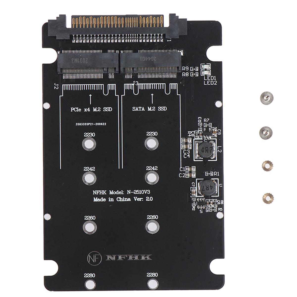 SATA M.2 SSD to SAS and NVMe M.2 NGFF SSD to SFF-8639 Adapter Converter