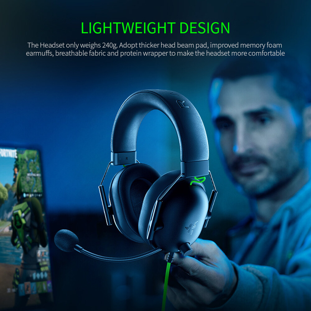 Razer BlackShark V2 X Wired Gaming Headset with Razer TriForce 50mm Driver HyperClear Noise Reduction Mic 7.1 Surround Sound. 