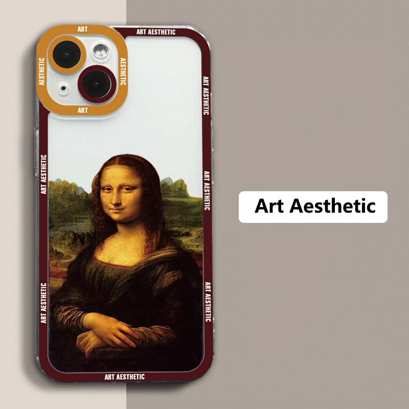 Great Art Aesthetic David Mona Lisa Clear Phone Case For iPhone 16 15 14 13 12 11 Pro Max Mini XS X XR SE2 7 8 Plus Soft Cover. 
