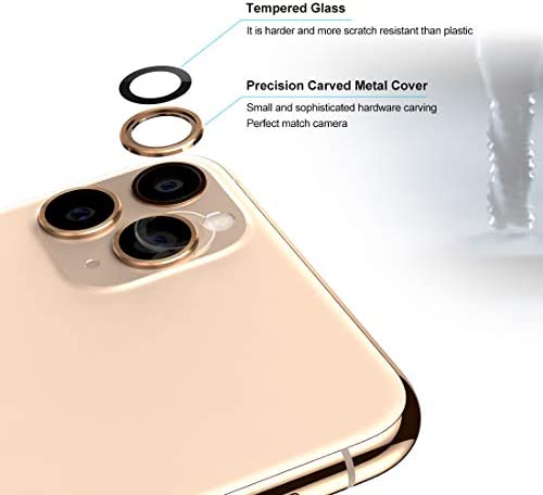 For Apple iPhone 11 Pro Max Gold  Color WSKEN Metal Anti Scratch Camera Lens Screen Protector. 
