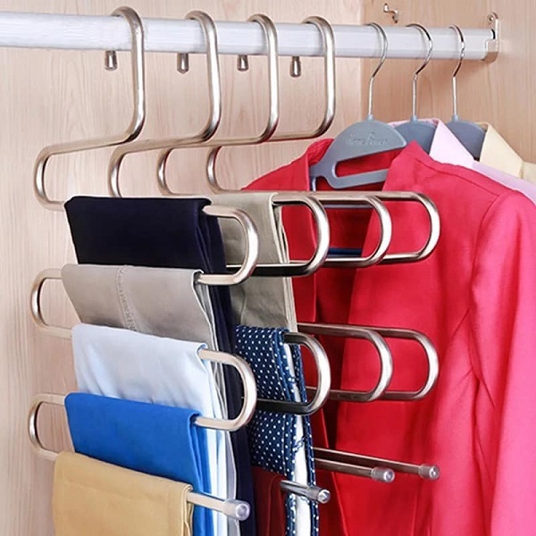 5 layers S Shape MultiFunctional Clothes Hangers Saree Hanger by Levelex