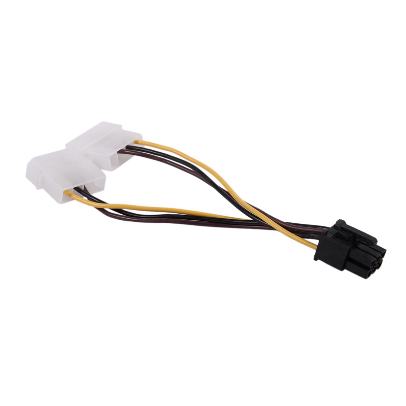 A Dual 4-Pin Molex IDE to 6 Pin PCI-E Graphic Card Power Connector Cable Adapter. 