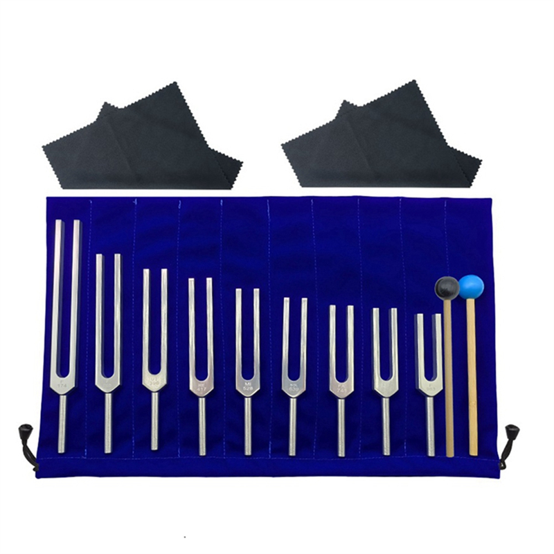 Drumsticks Tuning Forks Aluminum Alloy 9 Silver Tuning Forks for Healing Chakras, Sound Therapy, Maintaining Perfect Harmony of Body, Mind and Spirit