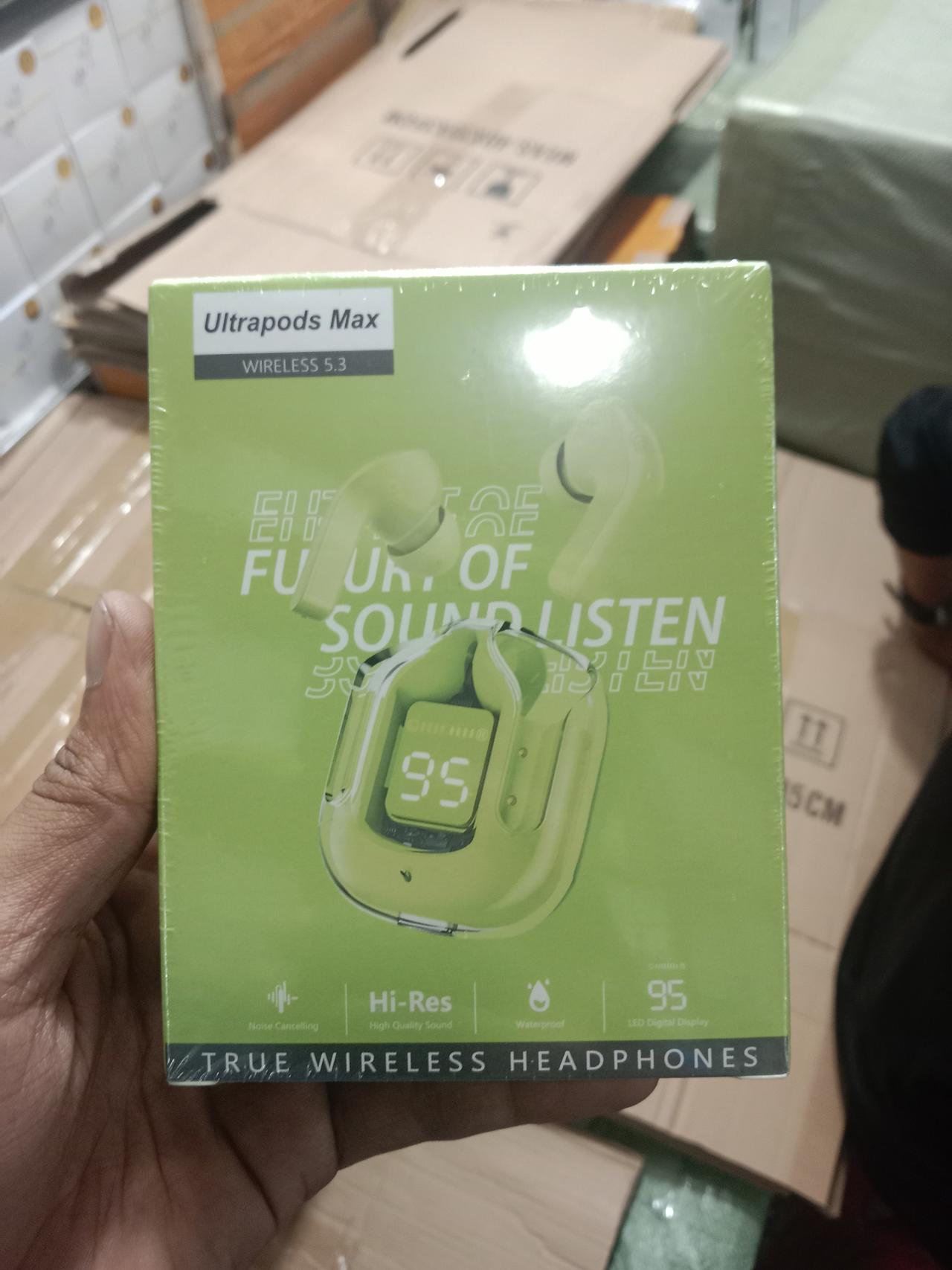Ultra Pods max Earbuds Transparent TWS Bluetooth Earbuds BT Noise Cancelling Gaming Stereo sound earbuds High bass HD Mic Low Latency by Saimon Gadget & Electronics Ltd. 