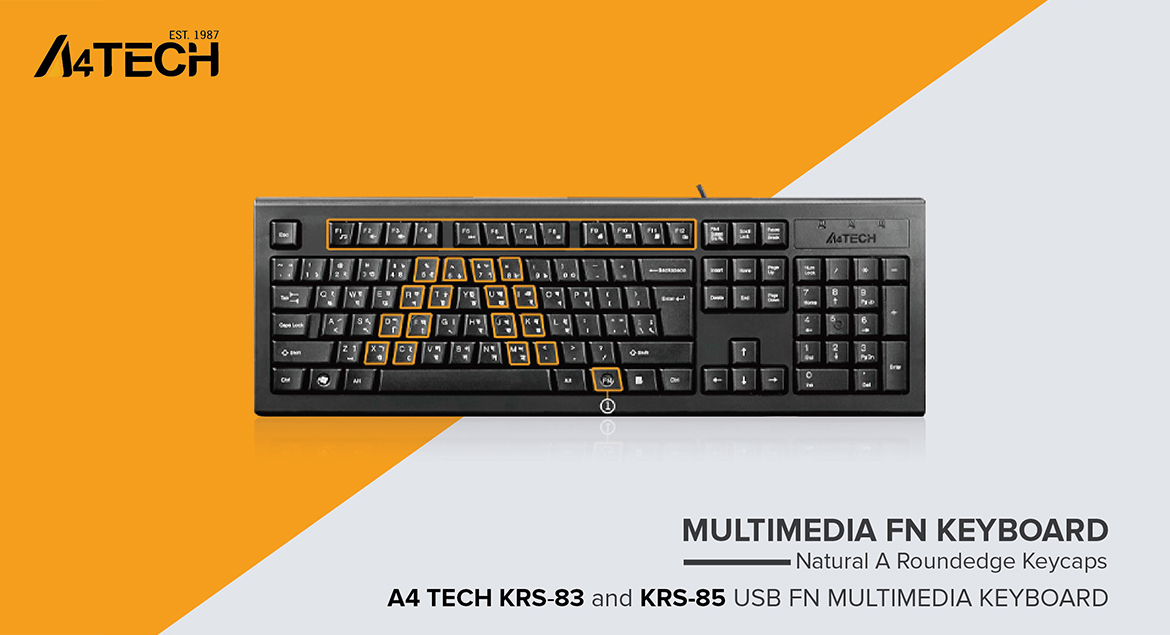 A4TECH KRS-83 USB FN MULTIMEDIA KEYBOARD WITH BANGLA LAYOUT. 