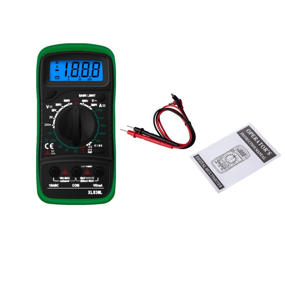 XL830L Handheld Digital Multimeter LCD Backlight Portable AC/DC Ammeter Voltmeter Ohm Voltage Tester Meter Multimetro. 