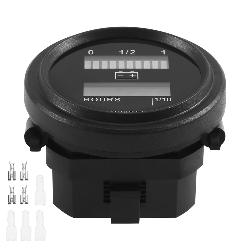 12V/24V/36V/48V/72V LED Digital Battery Status Charge Indicator Black