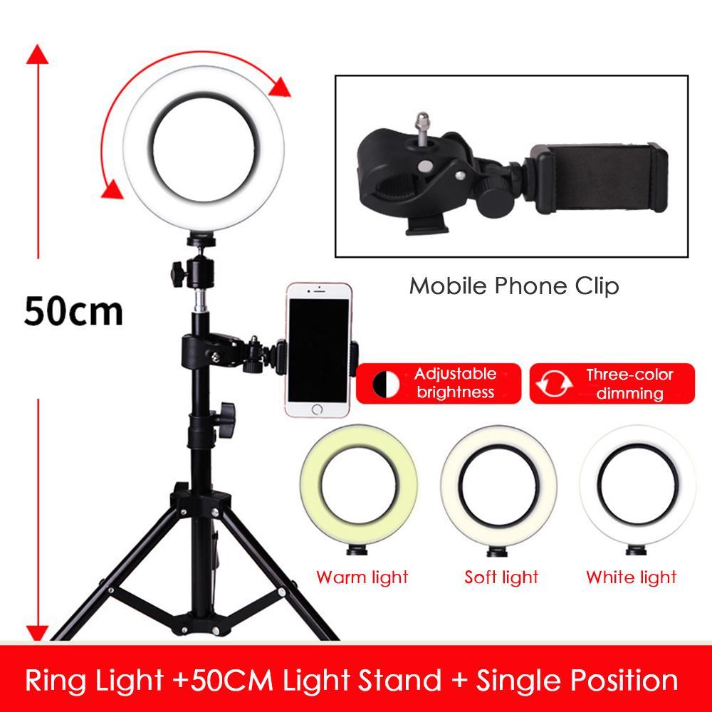 3 in 1 Dimmable LED Ring Fluorescent Flash Light Tripod Adjustable Self-monopod Kit Camera Photo Video Photographic Studio. 