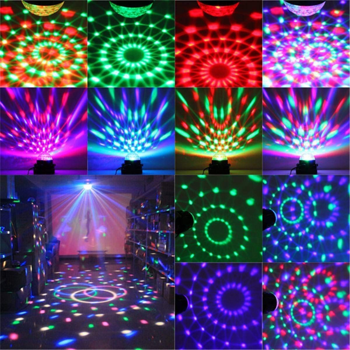 Durable Sound Activated Party Lights with Remote Control Dj Lighting, RBG Disco Ball, Strobe Lamp 7 Modes Stage Par Light for Home Room Dance Parties Birthday DJ Bar (US Plug). 