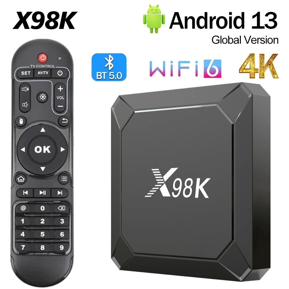 X98K TV Box Android 13 Rockchip RK3528 2GB 16GB / 4GB 32GB BT5.0 AV1 Wifi6 2.4G 5G Wifi 4K HD Smart Media Player Set Top Box