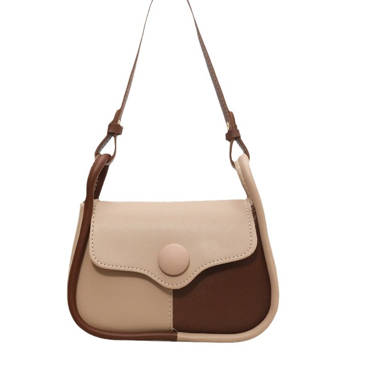 2024 Spring Japanese and Korean Small Bag Women's Advanced Texture Shoulder Bag Contrast Color Tide Underarm Bag Special-Interest Design Messenger Bag. 