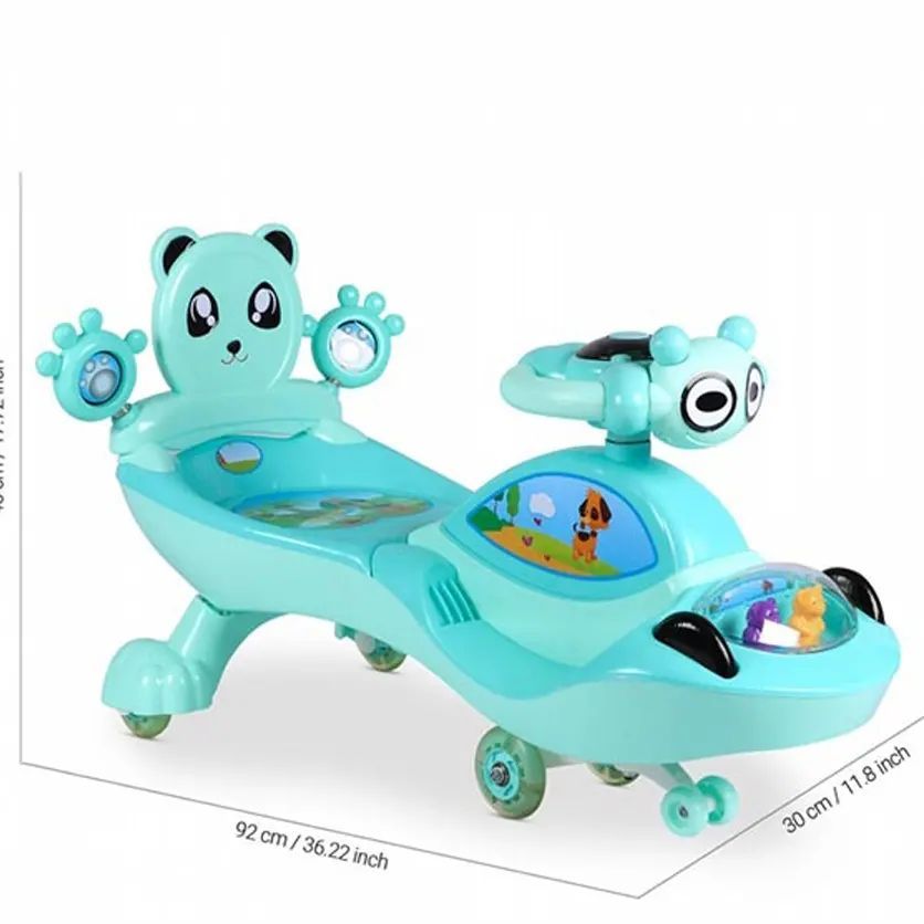 Babyhug Panda Gyro-Swing Car With Steering Wheel - Black & White main image 1