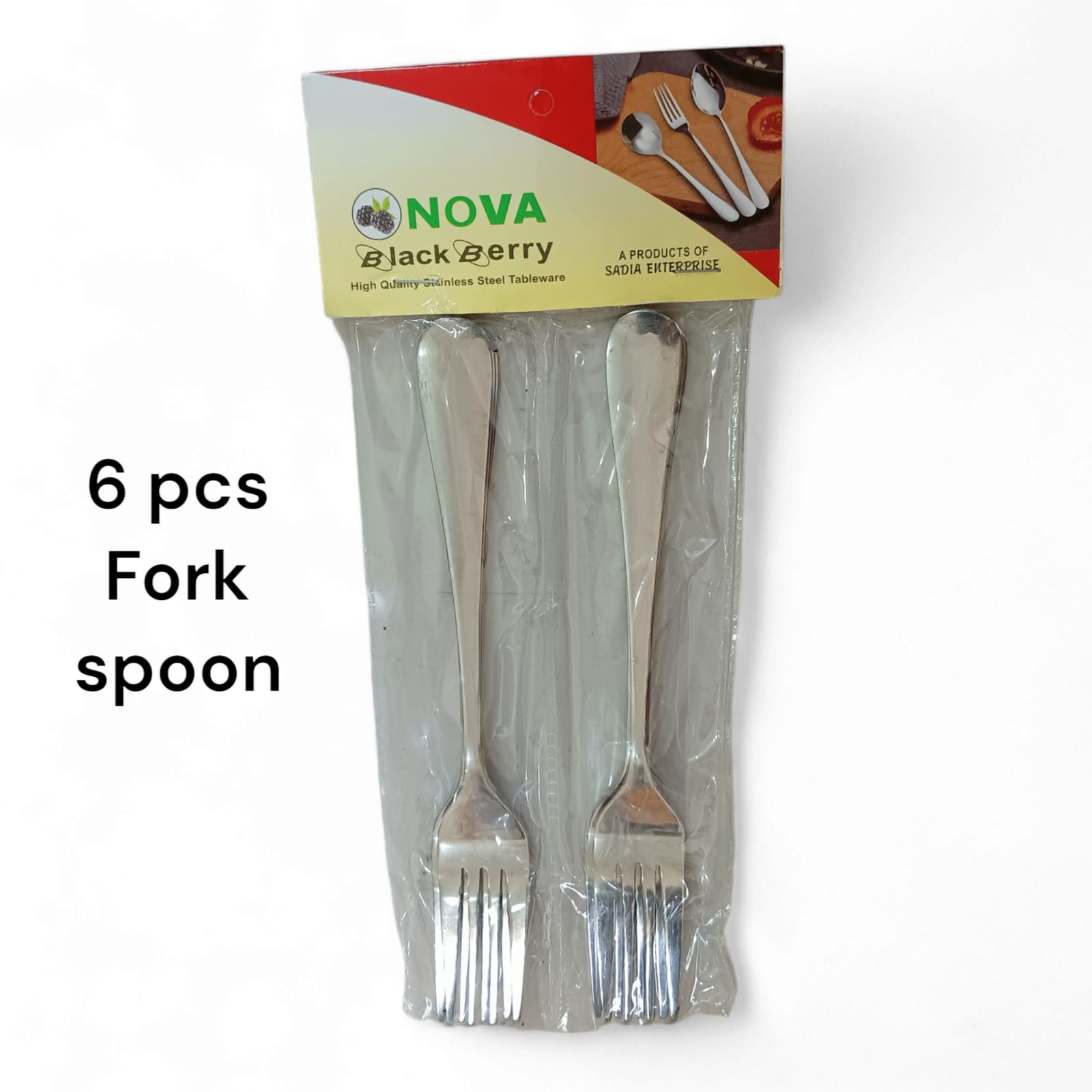 Nova Fork Spoon Set of 6, Stainless Steel, Shiny Silver Mirror Polished, Sturdy, Dishwasher Safe(estore). 