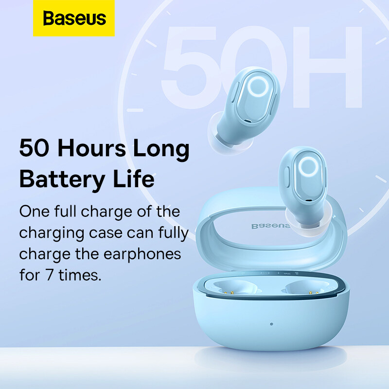 Baseus Bowie WM02+ Wireless Bluetooth Earphone Transparent Case With Smart Display Wireless Earbuds With Mic Touch Control App Support Low-Latency Earphone. 