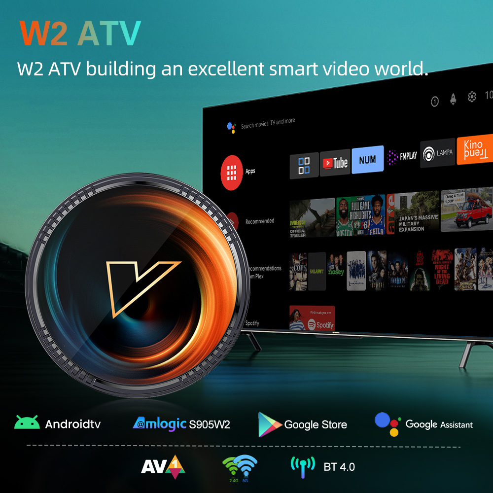 W2 ATV androidtv 11.0 Smart TV Box Amlogic S905W2 Support Google Voice Input 8K Video 4K 60fps AV1 Dual Wifi BT4.0 Media Player. 