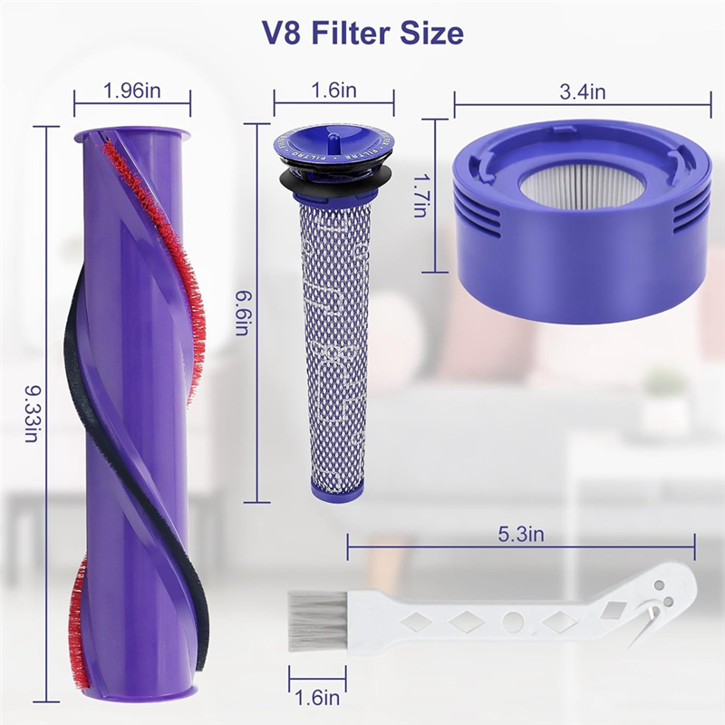 Filter and Roller Brush As Shown Plastic Replacement Parts Part 965661-01 & 967478-01 for V7 V8 Cordless Stick Vacuum Cleaner