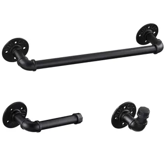 Industrial Pipe Bathroom Hardware Fixture Set Heavy Duty Diy Wall Mount Accessories Kit Includes Robe Hook 19 Inch Towel Bar And Toilet Paper Holder Buy Online At Best Prices In Bangladesh
