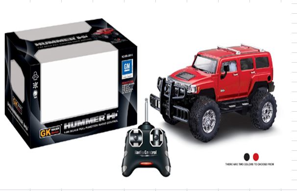 Doyusha 866-398H3 2.4GHz 1/24 Scale RC Car Hummer H3 Custom Red Electric Radio Control. 
