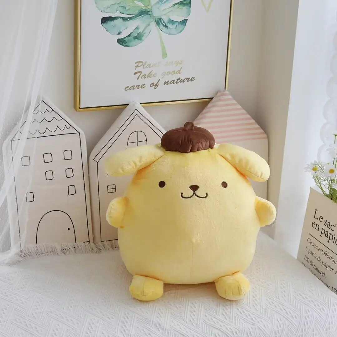 40-50cm Sanrio Pompompurin Stuffed Plush Toys Big Size Lovely Pillow Gift Kids Super Soft Pom Pom Purin Plushie Doll Room Decor. 