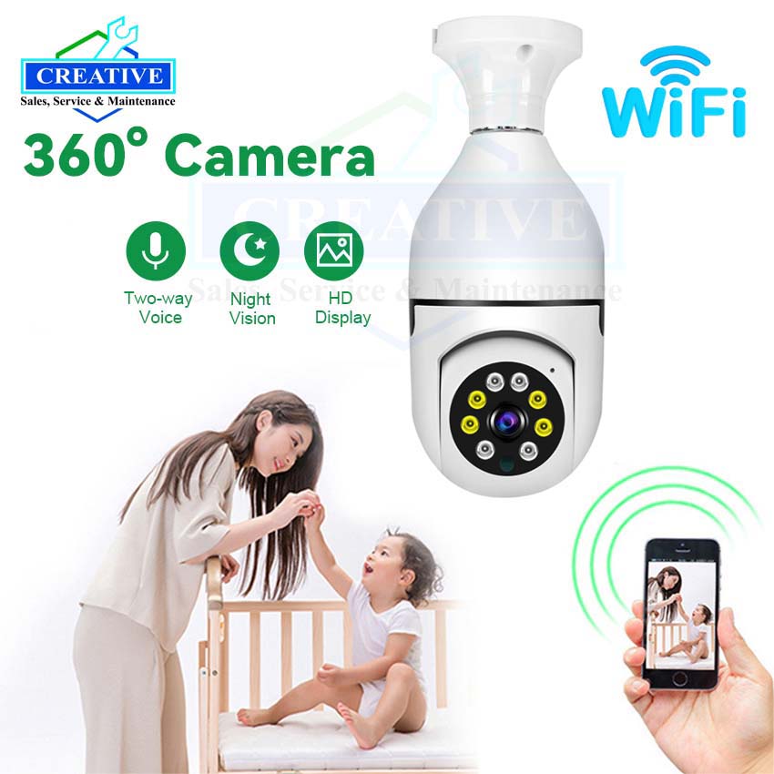 V380 pro Bulb camera Smart bulb IP camera Real Motion Tracking E27 Wi-Fi Two Way Talk Colour Night Vision CCTV Camera. 