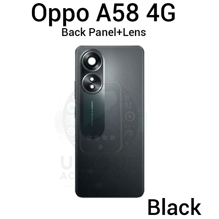 For Oppo A58 4G Side Frame + Back Panel Housing + Camera Glass Back shell Replacement Spare Parts. 