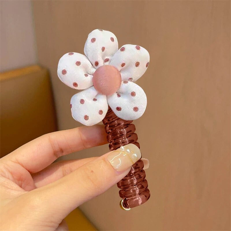 Children Kawaii Ponytail Elastic Hair Bands Rubber Hair Ties Bundle Scrunchies Telephone Wire Hair Accessories Women Headband