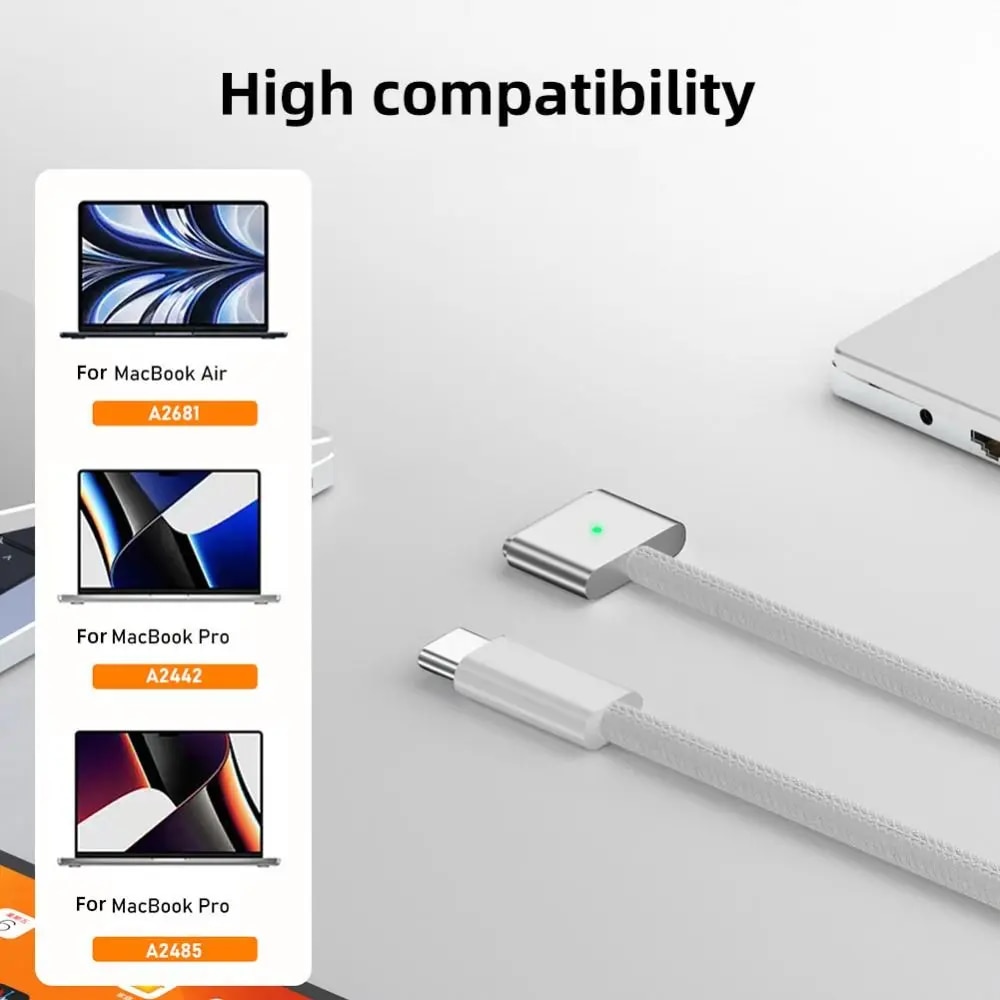 USB Type C To Magsafe 3 Magnetic Charger Cord Laptop Charging Cable Converter PD 140W for MacBook Air/Pro A2442 A2485 A2681. 