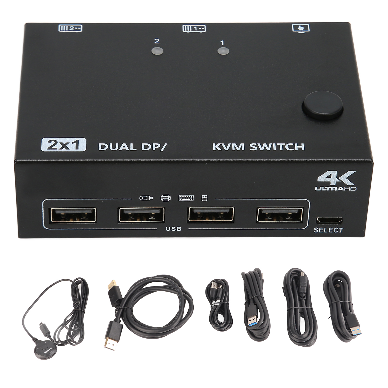 DP Dual Monitor KVM Switch Metal USB 2.0 Port Dual Mode Supports 4K 60Hz USB KVM Switch for Teaching for Performance. 