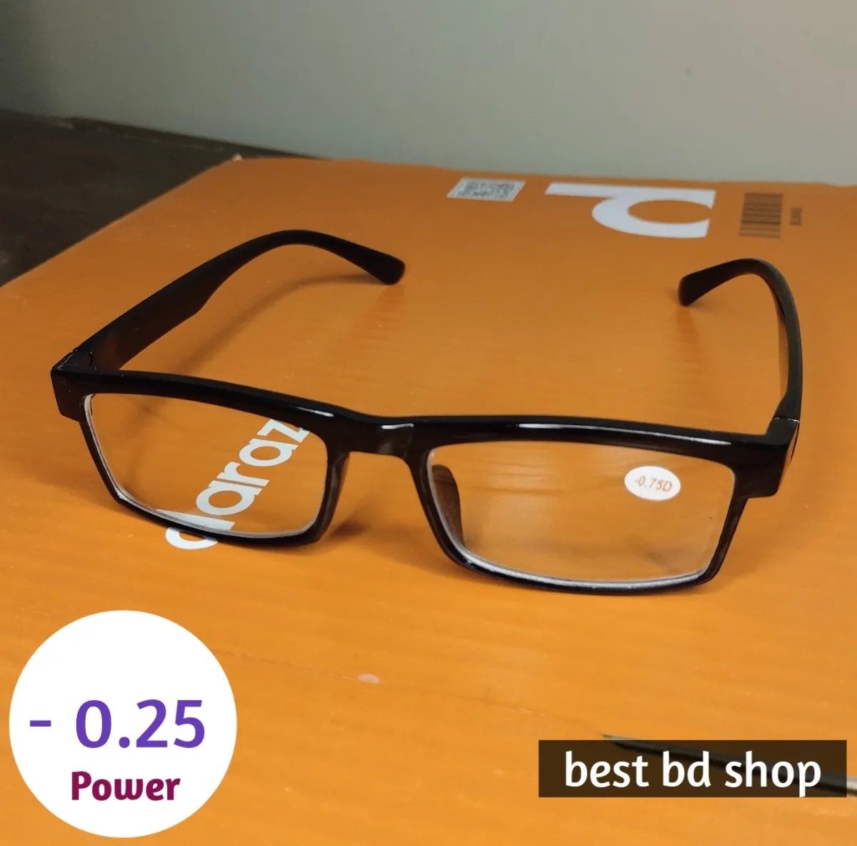 (- 0.25) Power Glass with Frame Unifocal Lens for Men