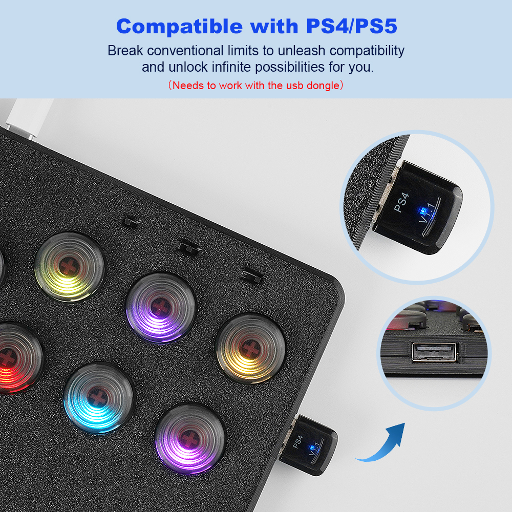 Flatbox LED Pro Hitbox Controller For P5 Arcade Game Joystick For PC/Nintendo Switch/PS4 Gamepad Keyboard Gaming Accessories. 