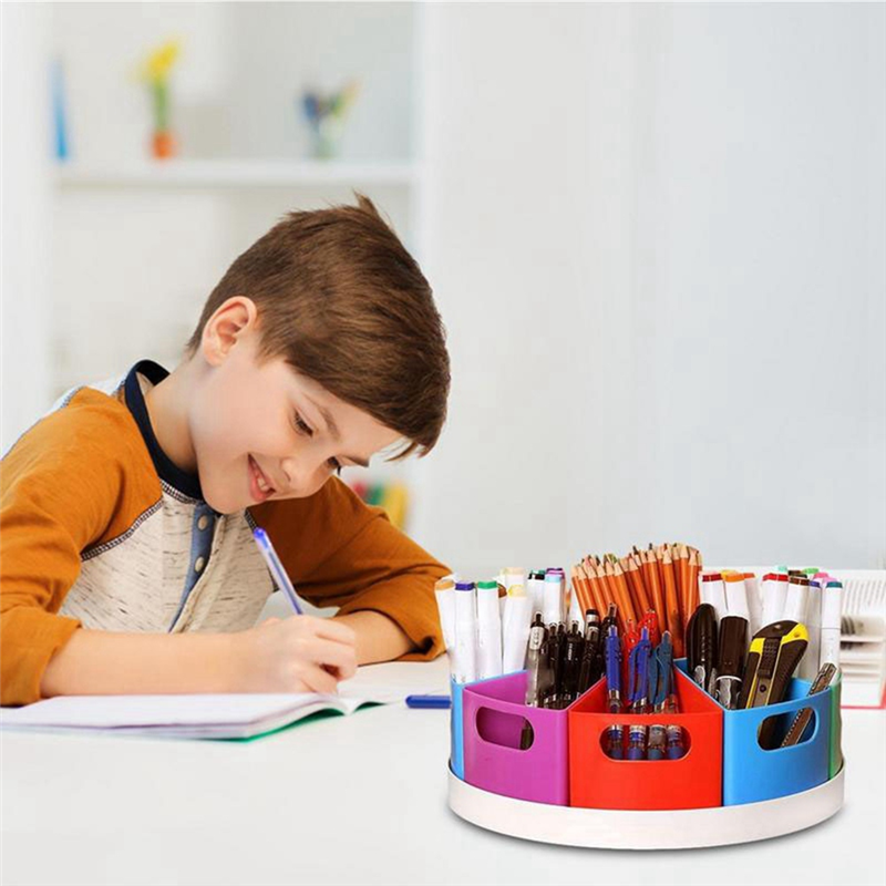 1 Piece Desk Organizer for Kids Colorful Rotating Organizer Desk Organiser Pen Holder with Removable Bins. 