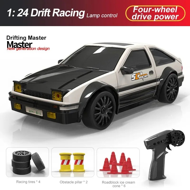 GC 1:24 Scale Remote Control Car 4WD 2.4G RC Drift Racing Car With Front And Rear Lights High Speed Model Vehicle Toys Gifts For Kids. 
