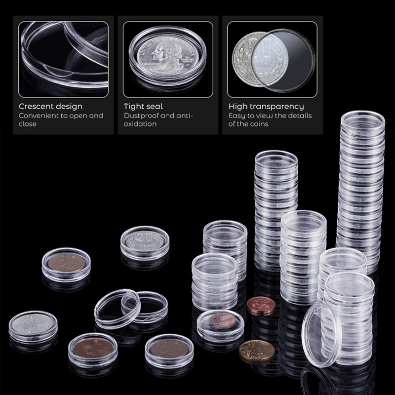 10/25pcs 21-38mm Transparent Plastic Coinning Holder Collecting Case for Coinnings Storage Capsules Protection Boxs Container. 