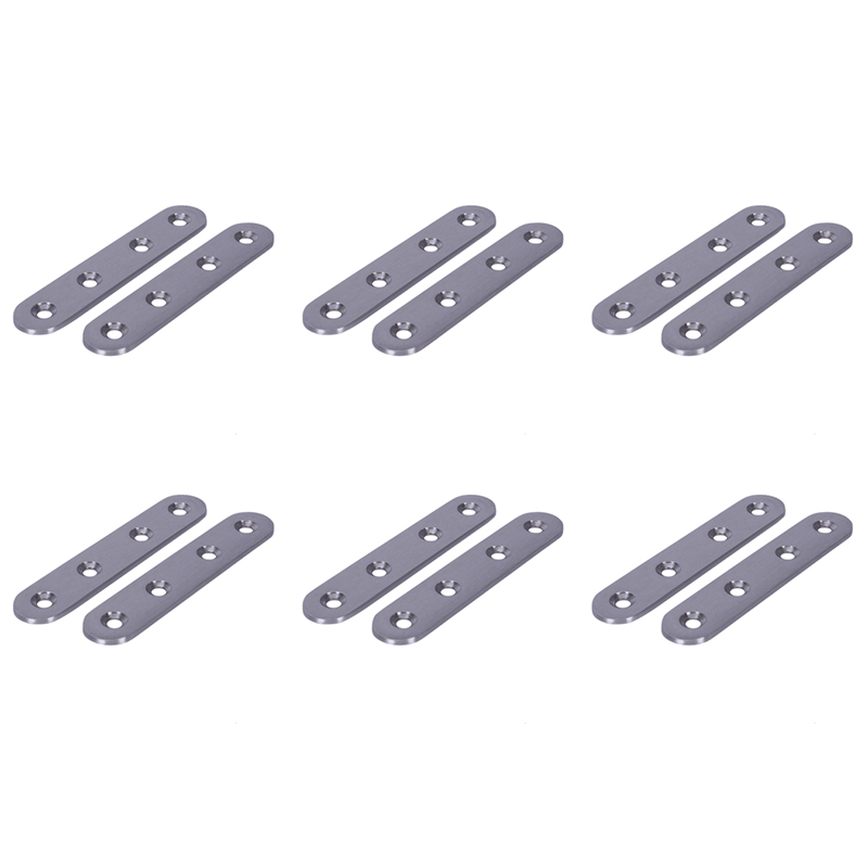 Flat Stainless Steel Repair Mending Fixing Plate Brackets Support 12Pcs