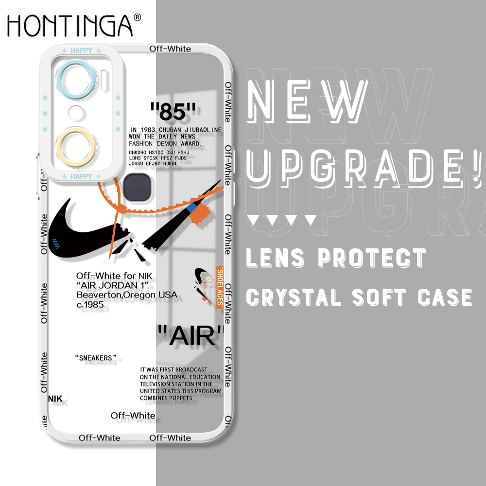 Hontinga for Infinix Hot 20i Back Cover Pop Icons Camera Protection Transparent TPU Soft Phone Case