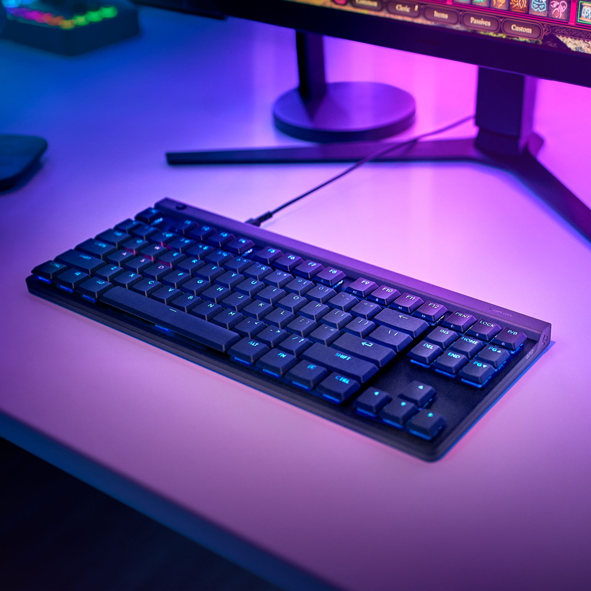 Logitech G515 TKL Wired Low Profile Gaming Keyboard, Fully Customisable RGB, Double-Shot PBT Keycaps, Tactile/Brown Switches - Black. 