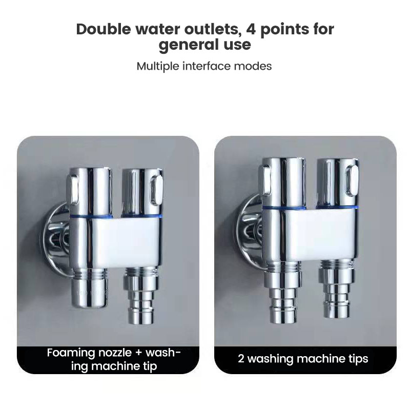 （New）1Pc G1/2 Zinc Alloy Three-way Filling angle Valve wall mount One Into Two Out water Cleaning prayer bathroom Acceorie. 