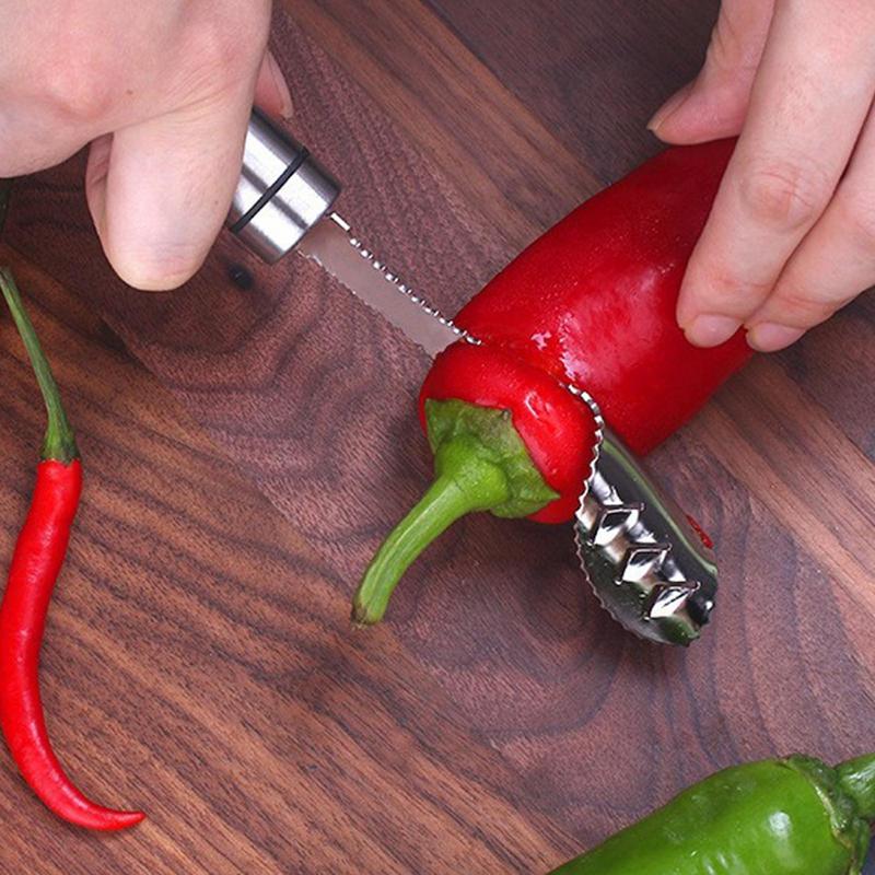 Jalape Corer Stainless Steel Chili Core eseeder ucchini er Corer And emoer With Serrated Edges For Vegetable. 