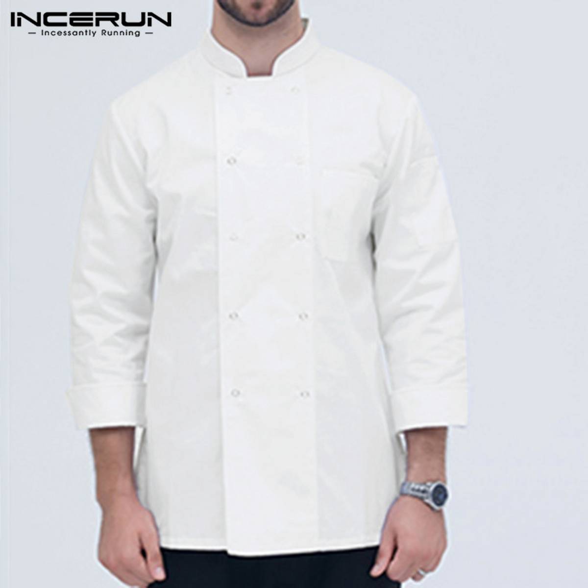 INCERUN Mens Womens 3/4 Sleeve Shirt Chef Loose Kitchen Pro Dress Chef Jackets Tops
