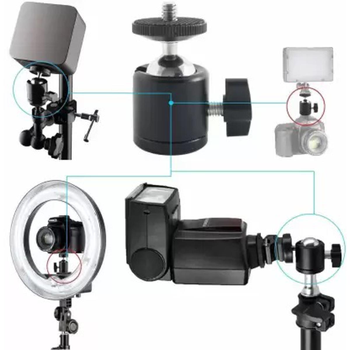 Mini Ball Head Hot Shoe Mount Adapter 360 Degree Swivel Mini Ball Head 1/4 Tripod Screw Head for Cameras, Camcorders, Smart Phone, Gopro, LED Video Light, Ring Light, Microphone