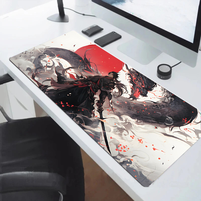 Mousepad Gamer Gaming Pad Samurai Mouse Mat Non-slip Pads Rubber Anime Keyboard Laptops Pc Extended Deskmat Large Mause Mats Xxl. 