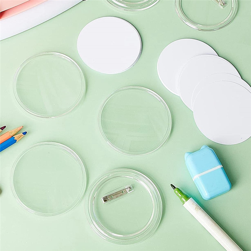 25PCS Clear Acrylic Buttons Clear Plastic Craft Button with Pin Blank Paper Pins Buttons Design for DIY Set. 