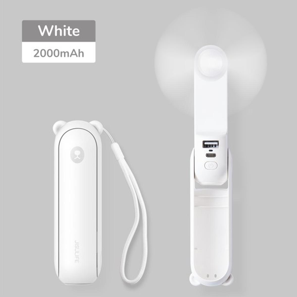 JISULIFE F8 Handheld Mini Fan 3 IN 1 Hand Fan Portable USB Rechargeable Small Pocket Fan Battery Operated Fan 14-21 Working Hours with Power Bank Flashlight Feature For Women Travel Outdoor. 