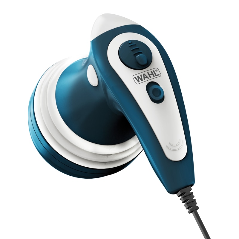 Rolling Shiatsu Handheld Massager, Variable Intensity, Intense Circular Kneading Massage For Full Body | White And Blue. 
