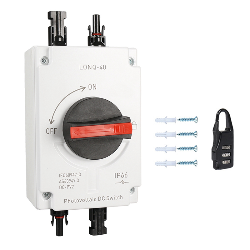 1Set PV Solar Photovoltaic Disconnect Switch, LONQ-40 DC Isolator Solar Switch 32A 4P