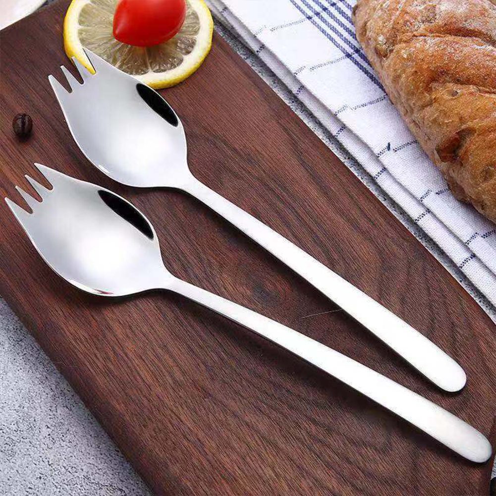 GC 2 In 1 Stainless Steel Fork  Spoon Spork Cutlery Set Kitchen Outdoor Utensil Tool color:as picture show. 