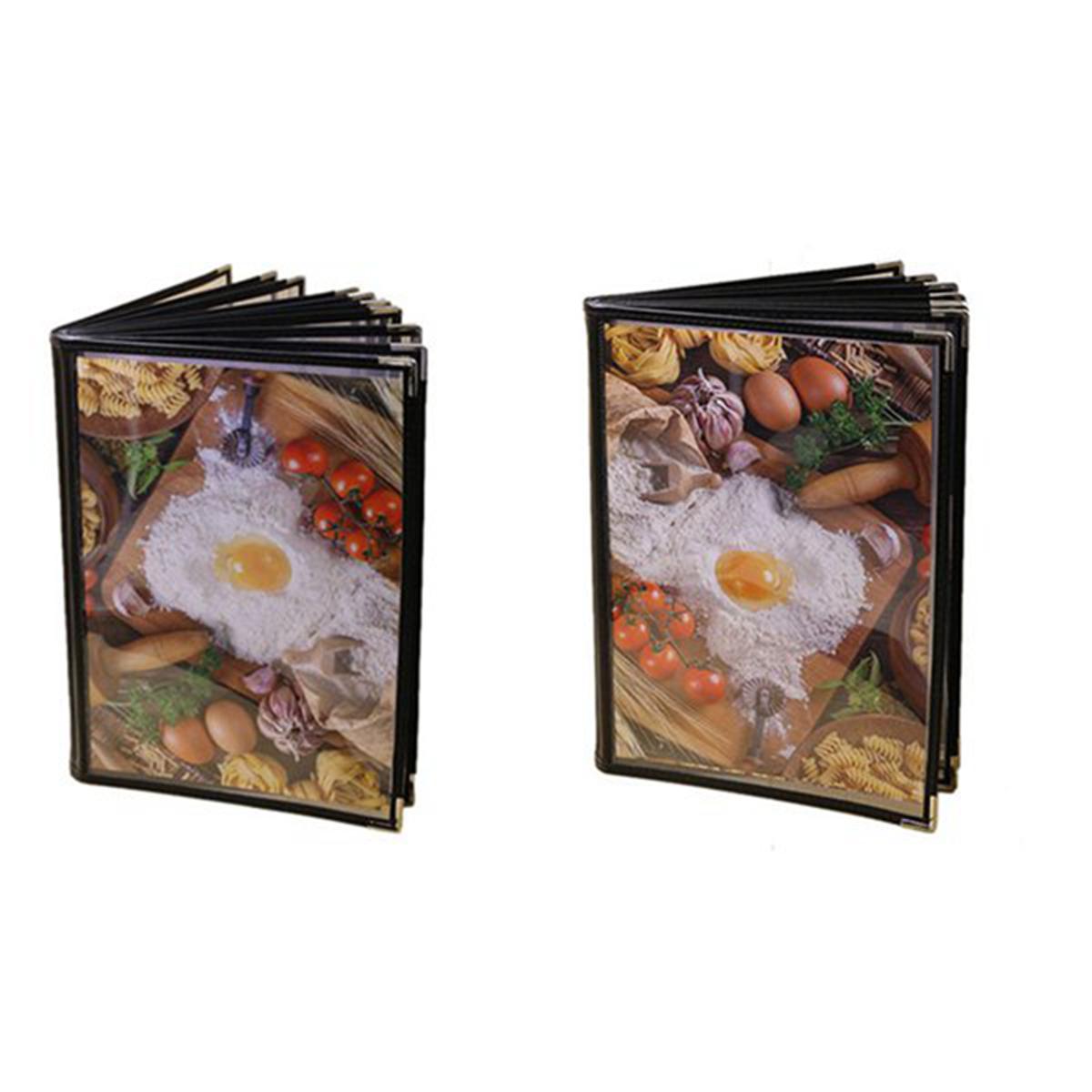 2 Pcs Transparent Restaurant Menu Covers for A4 Size Book Style Cafe Bar 10 Pages 20 View & 8 Pages 16 View Exquisite Product