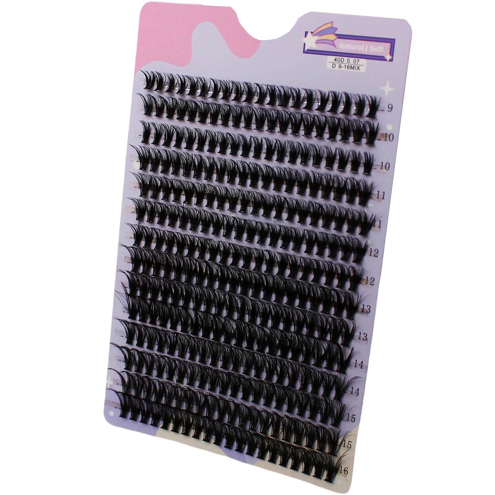 14 Rows 280 Clusters 40D Mix 9-16mm Cluster Lashes Extension Natural Thick Eyelash 3D Strip Individual Lashes. 