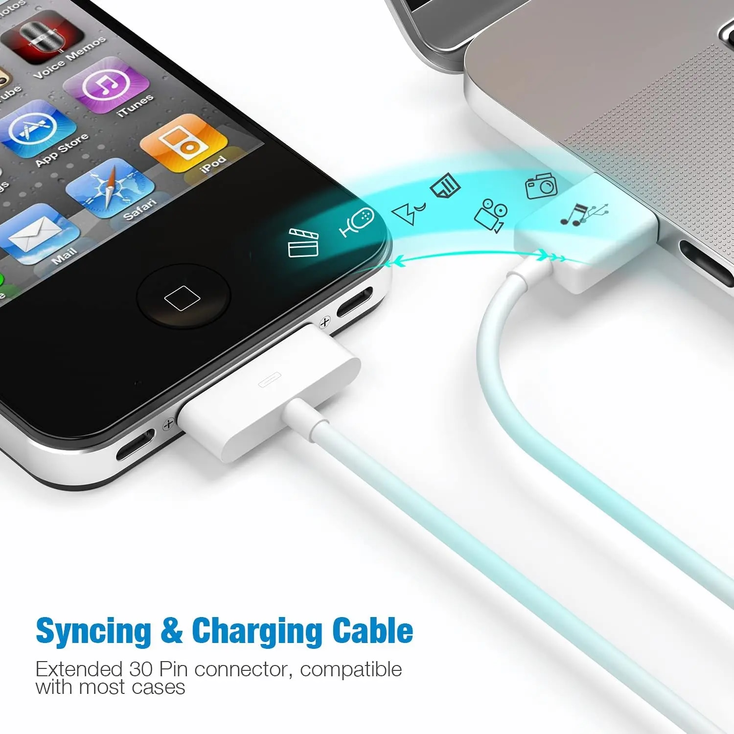 USB Charger Cable Cargador For iPhone 4 4s 3G 3GS iPad 1 2 3 iPod Nano Touch Charging Data Cable 30 Pin Cord Adapter Accessories. 